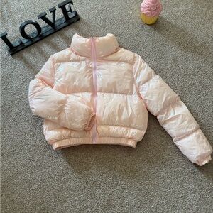 SHEIN Light Pink Kids Puffer Jacket